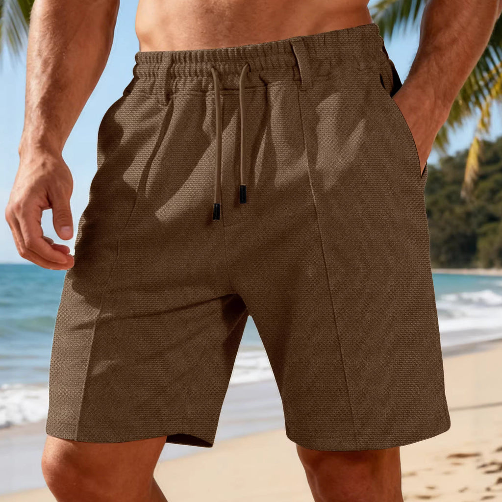 Herren nan Chino-inspirierte Relax-Shorts mit Bundfalten elastischem Tunnelzug und Eingrifftaschen Shopnory