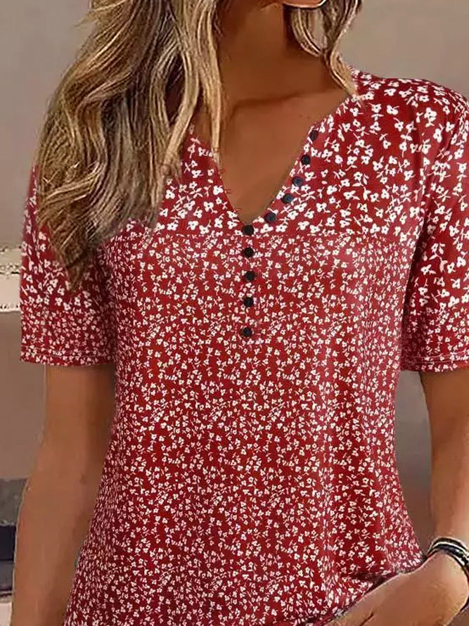 Damen Kurzarmbluse mit floralem Muster