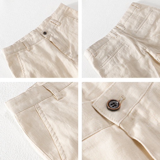 Herren Leichte Leinenchino mit schlanker Passform und gekrempeltem Saum Shop Nory