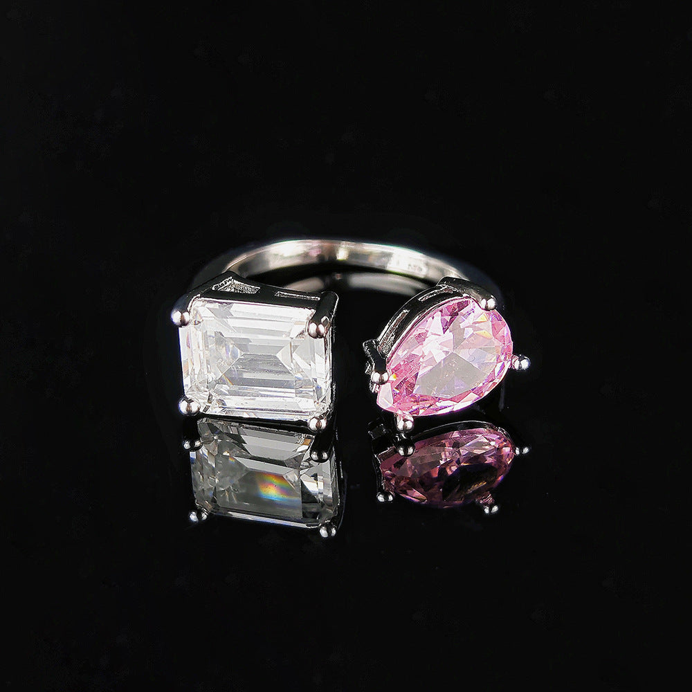 Damenring mit doppeltem facettiertem Design und funkelndem Zirkonia Shop Nory
