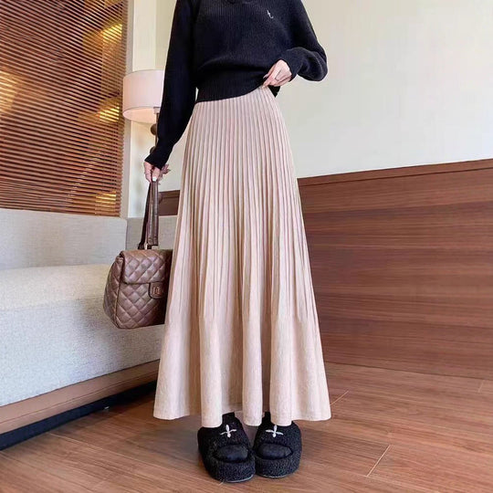 Damen eleganter Faltenrock mit hohem Bund