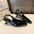 Damen Slingback-Pumps mit spitzer Kappe und glänzender Oberfläche Shopnory