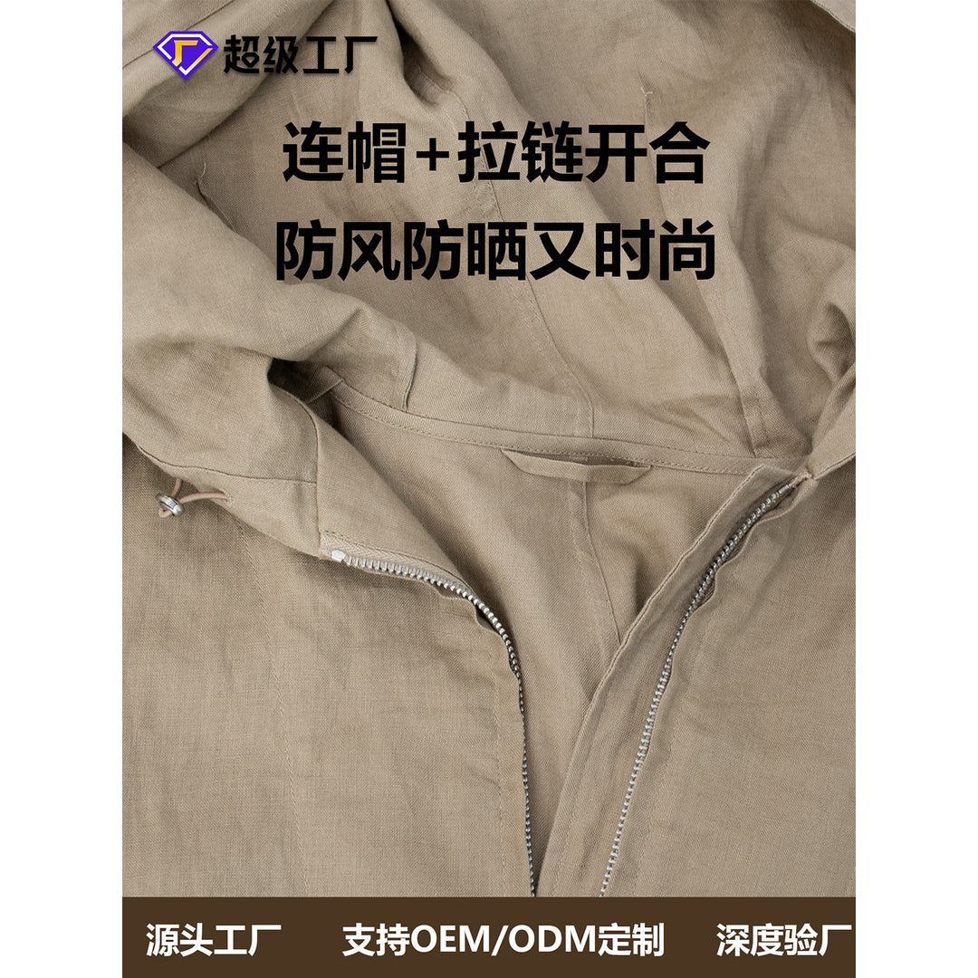 Damen Leichte Kapuzenjacke aus Leinen Shop Nory