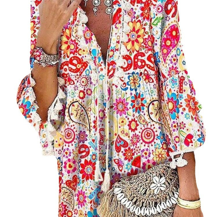 Damen Tunika-Kleid mit kreativem Print und Taschendetails
