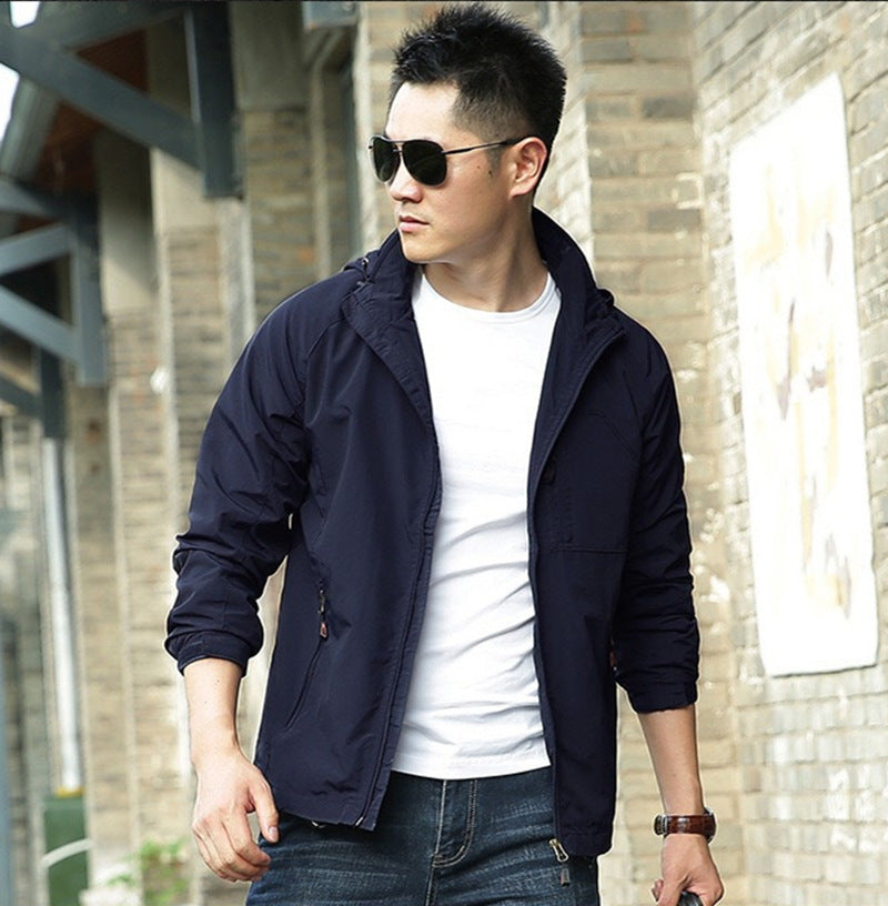 Herren leichter winddichter Shell‑Hoodie mit Mesh‑Futter, Kapuze und verstellbarem Saum Shop Nory