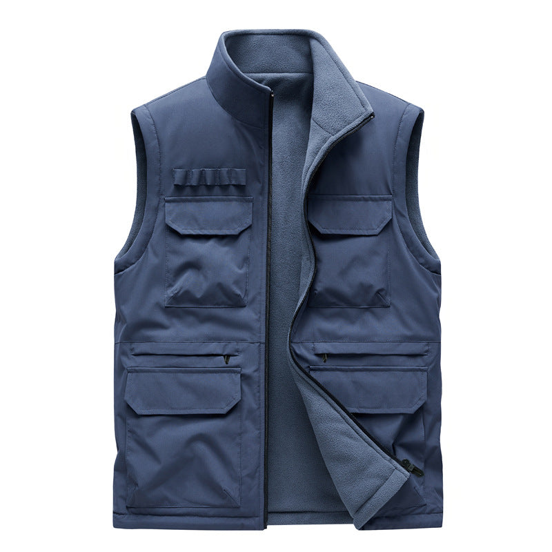 Herren Outdoor-Utilityweste mit acht Multifunktionstaschen, robustem Baumwollmix und Windschutzkragen Shop Nory