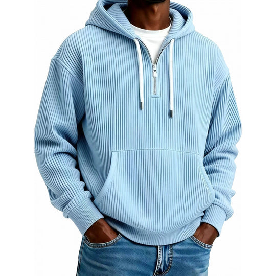 Herren Modischer Kapuzenpullover mit Reißverschluss und Rippstruktur Shop Nory