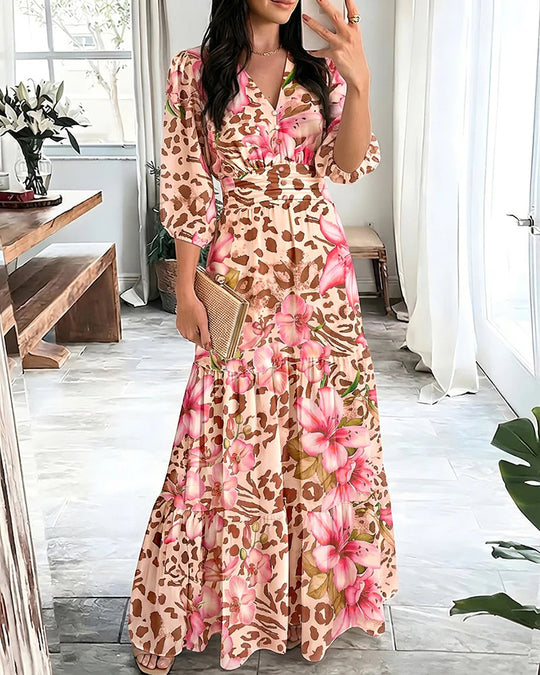 Damen Maxikleid mit Wickeloptik, V-Ausschnitt und geraffter Taillenpartie Shop Nory
