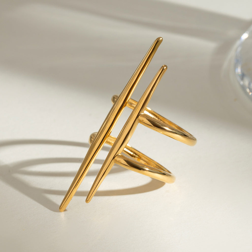 Damen Offener Ring mit modernem, zweifachem Design aus hypoallergenem Edelstahl Shop Nory