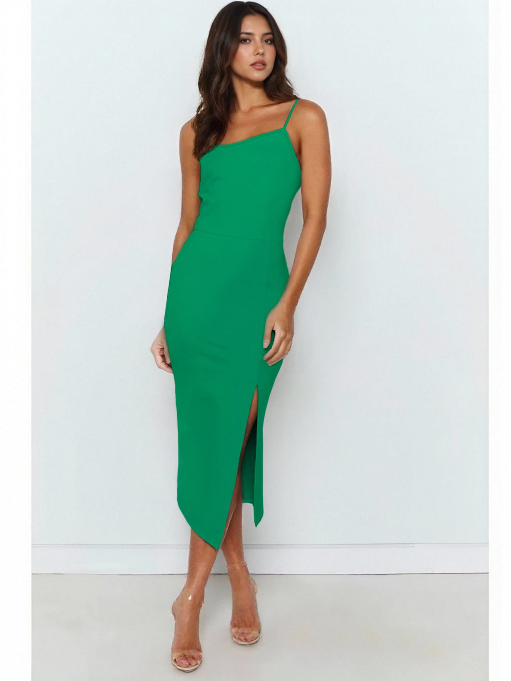 Damen ärmelloses Midi-Kleid mit elegantem Schlitz