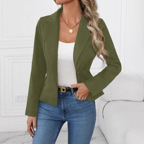 Damen nan taillierter Ein-Knopf-Blazer mit Reverskragen und Eingrifftaschen Shop Nory