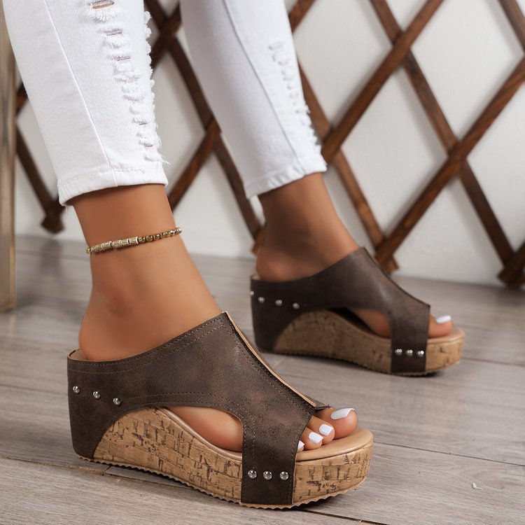 Damen Fußbett Sandalen mit komfortablem Korksohle Shopnory