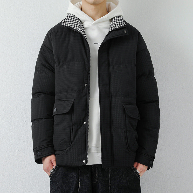 Herren Modische Pufferjacke mit Karokragen Shop Nory