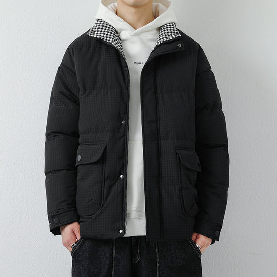 Herren Modische Pufferjacke mit Karokragen Shop Nory
