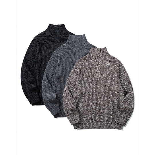 Unisex Grobgestrickter Halfzip-Pullover mit Stehkragen und markanter Rippenstruktur Shop Nory