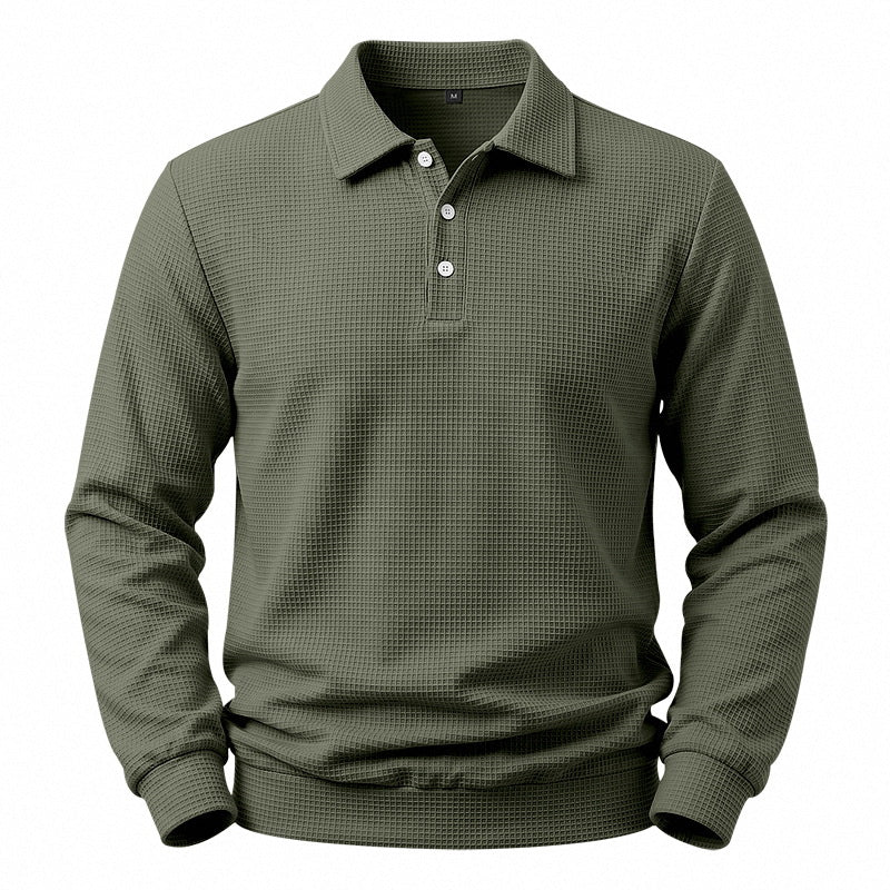 Herren Langarm-Poloshirt mit Waffelstruktur und Baumwollmix Shop Nory