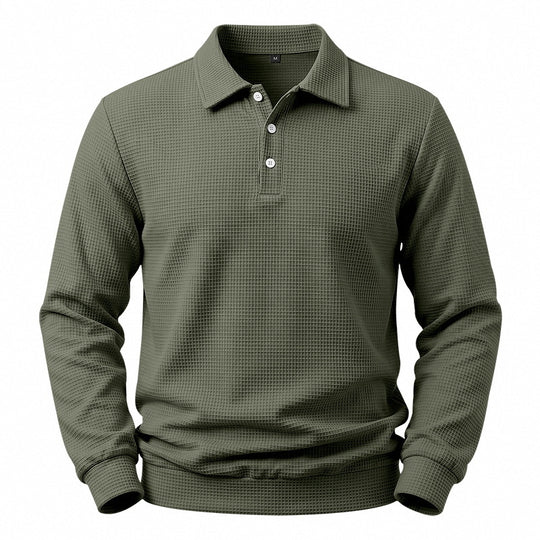 Herren Langarm-Poloshirt mit Waffelstruktur und Baumwollmix Shop Nory