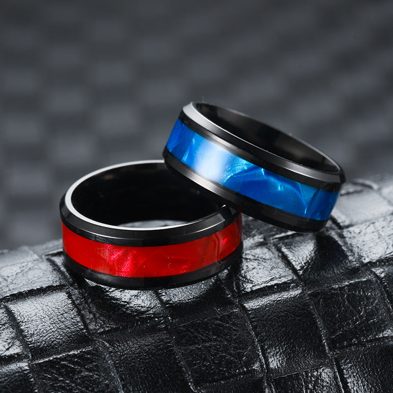 Herren Ring mit einzigartigem Design und dekorativer, blauer Einlage Shop Nory