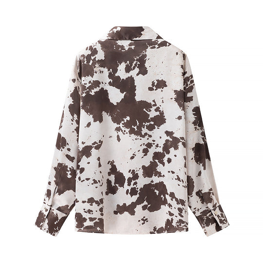 Damen Maxirock mit Kuhfleckenmuster, A‑Linie und feinem Taillenband Shop Nory