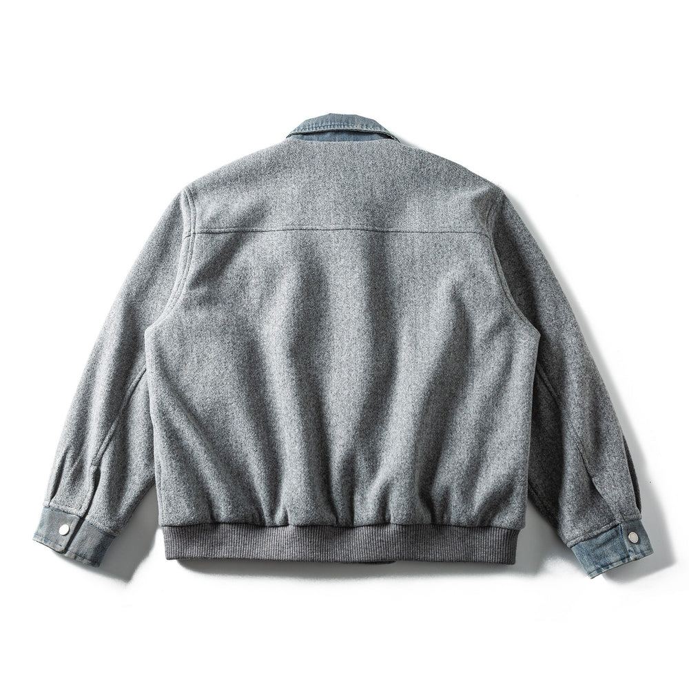 Herren Kurzer Wollmix‑Blouson im Bomberstil mit Denim‑Kragen und Pattentaschen Shop Nory