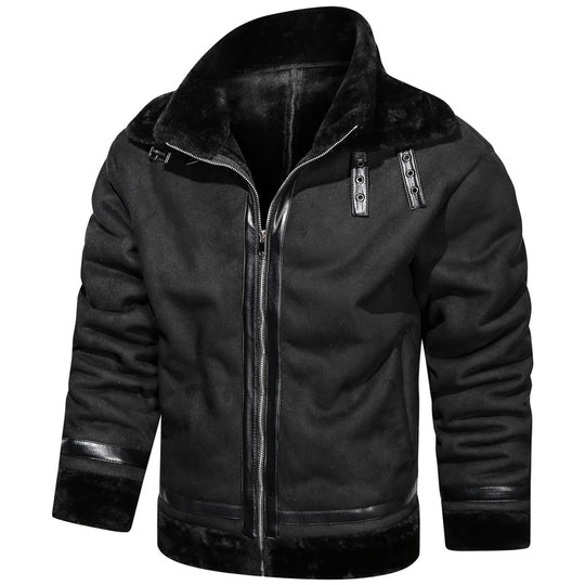 Herren Fliegerjacke mit Lammfellfutter und Kunstlederapplikationen Shop Nory