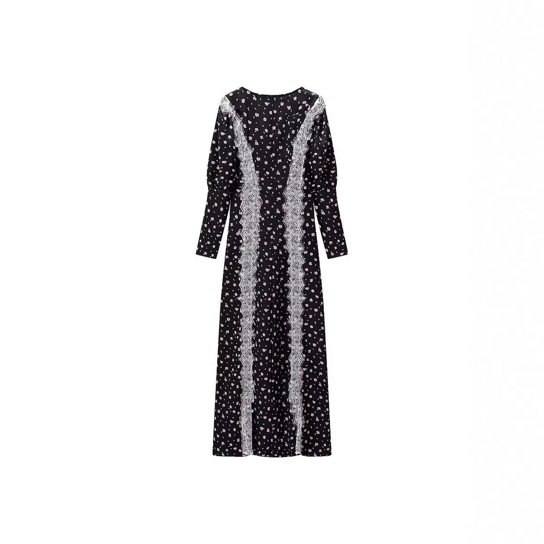Damen Maxikleid mit Spitzenbesatz und floralem Alloverprint Shop Nory