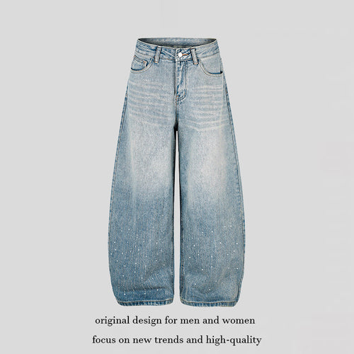 Damen Weite Balloon-Jeans mit hohem Bund und Sprenkel-Detail Shop Nory