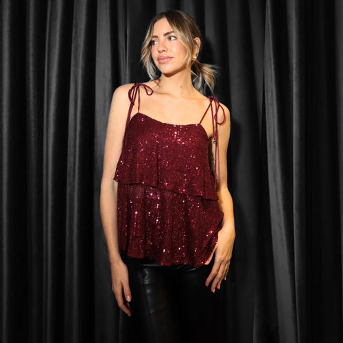 Damen Glänzendes Party-Top aus Pailletten