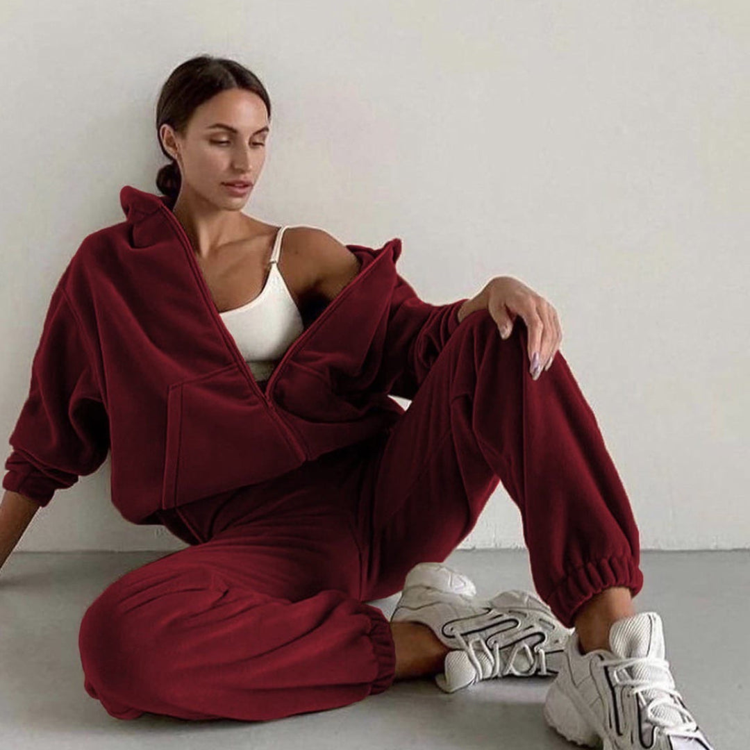 Damen oversized Hoodie mit Kängurutasche und Cargo-Jogginghose Set Shop Nory