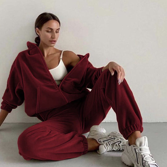 Damen oversized Hoodie mit Kängurutasche und Cargo-Jogginghose Set Shop Nory