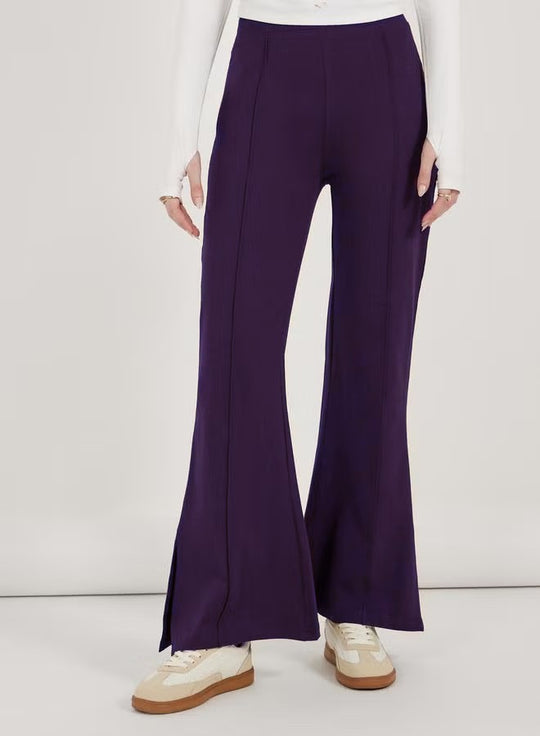 Damen Flair-Hose mit hoher Taille, durchgehender Bügelfalte und seitlichem Saumschlitz Shop Nory