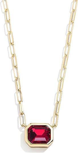 Damen Halskette mit facettiertem Rubinanhänger und eleganter Gliederkette Shop Nory