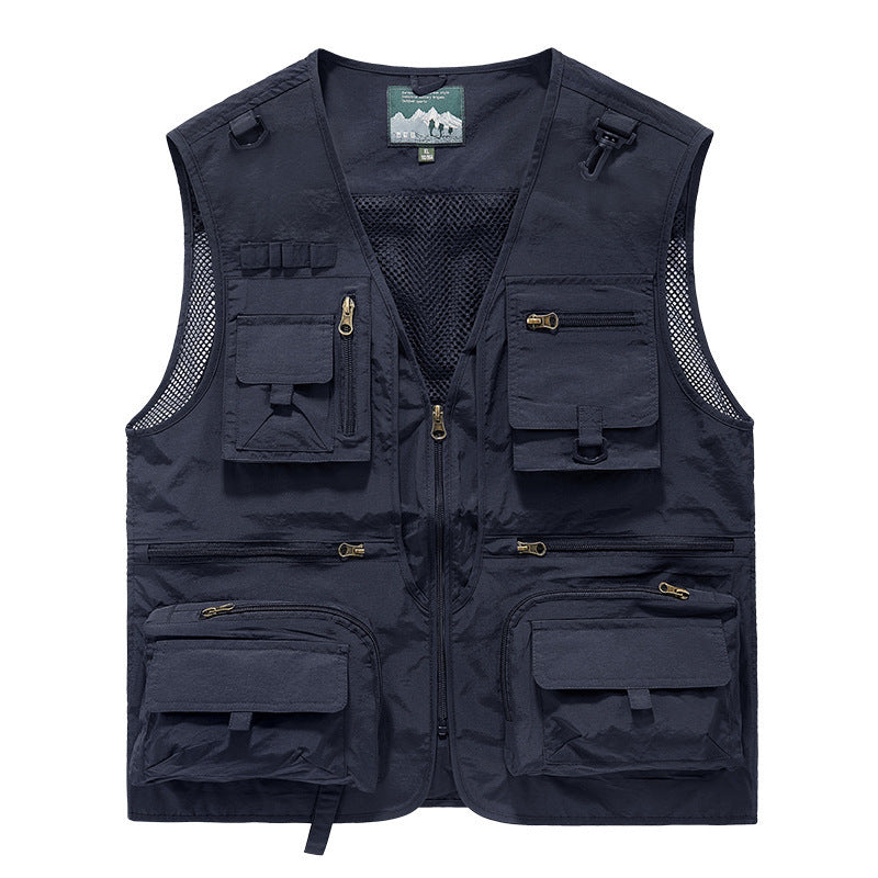 Herren multitaschige Angler-Utility‑Weste mit Netzrücken und Reißverschluss Shop Nory