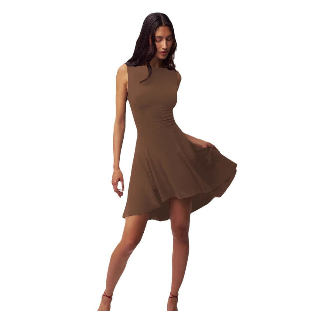 Damen elegantes Kleid mit asymmetrischem Saum und figurbetontem Design