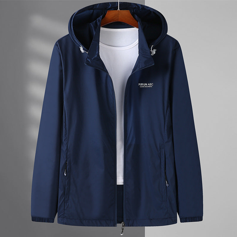 Herren Leichte wasserabweisende Kapuzen-Outdoorjacke mit durchgehendem Reißverschluss und atmungsaktivem Innenfutter Shop Nory
