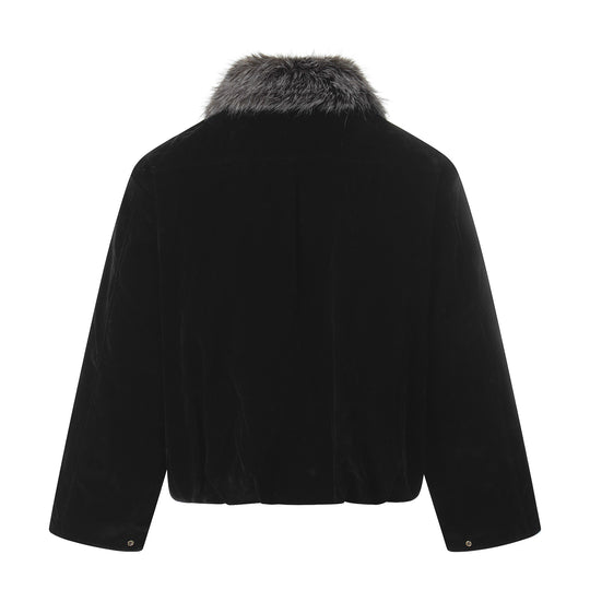 Herren Wildleder‑Bomberjacke mit abnehmbarem Faux‑Fur‑Kragen und Tunnelzug Shop Nory