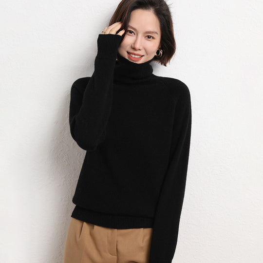 Damen Schlanker Rollkragenpullover aus feinem Strick mit Raglanärmeln Shop Nory