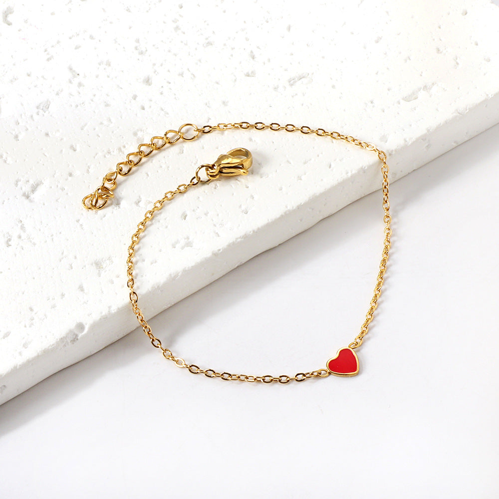 Damen Armband mit rotem Herzanhänger und verstellbarem Verschluss Shop Nory