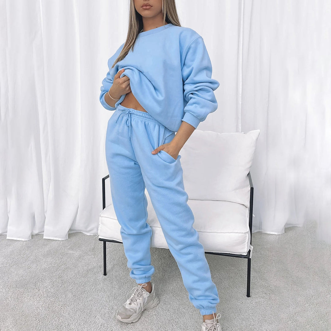 Jogginganzug Damen Sweatset aus Baumwollmix mit lockerem Schnitt