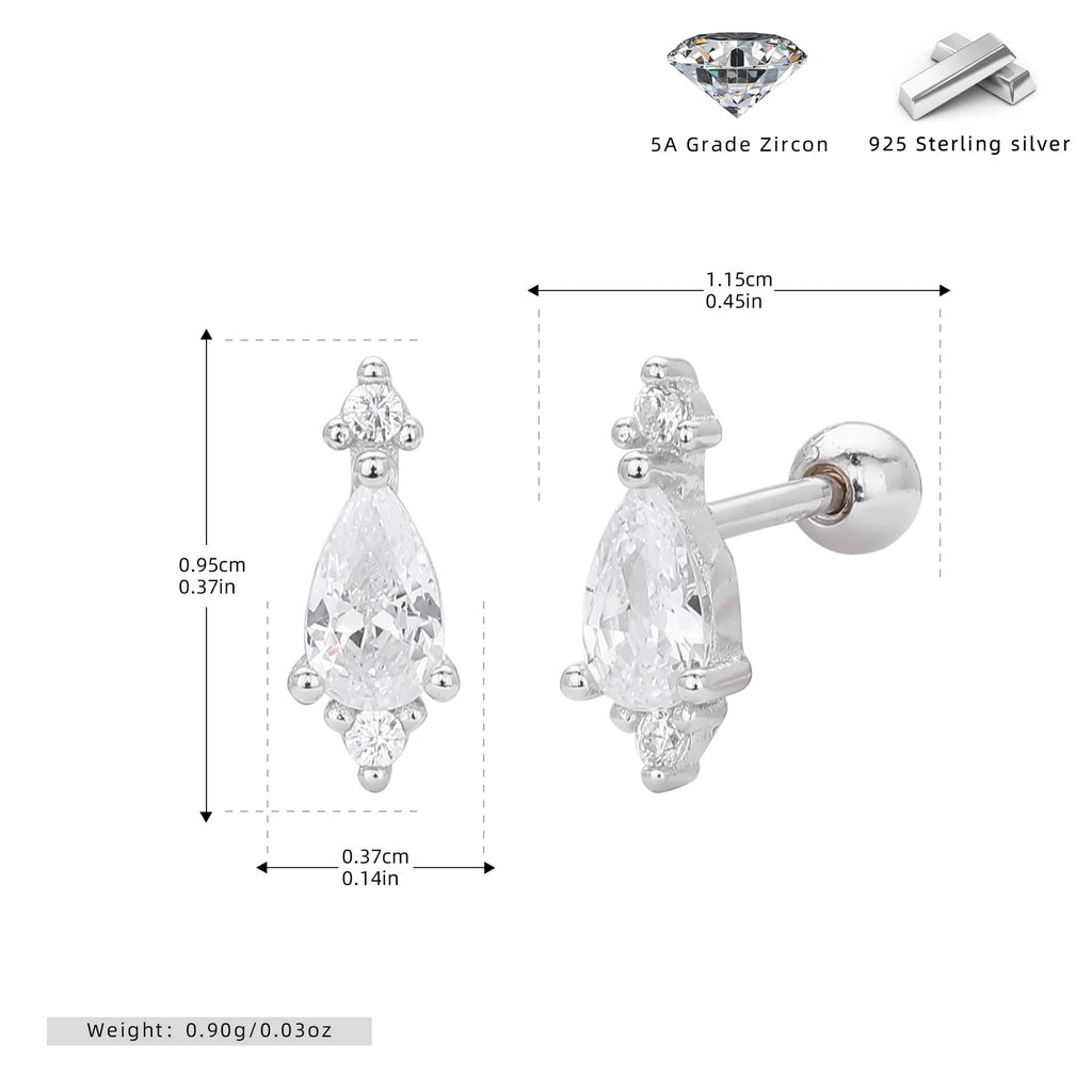 Damen Ohrstecker mit luxuriösem Tropfen-Design aus 925 Sterling Silber und funkelnden Zirkonsteinen Shop Nory