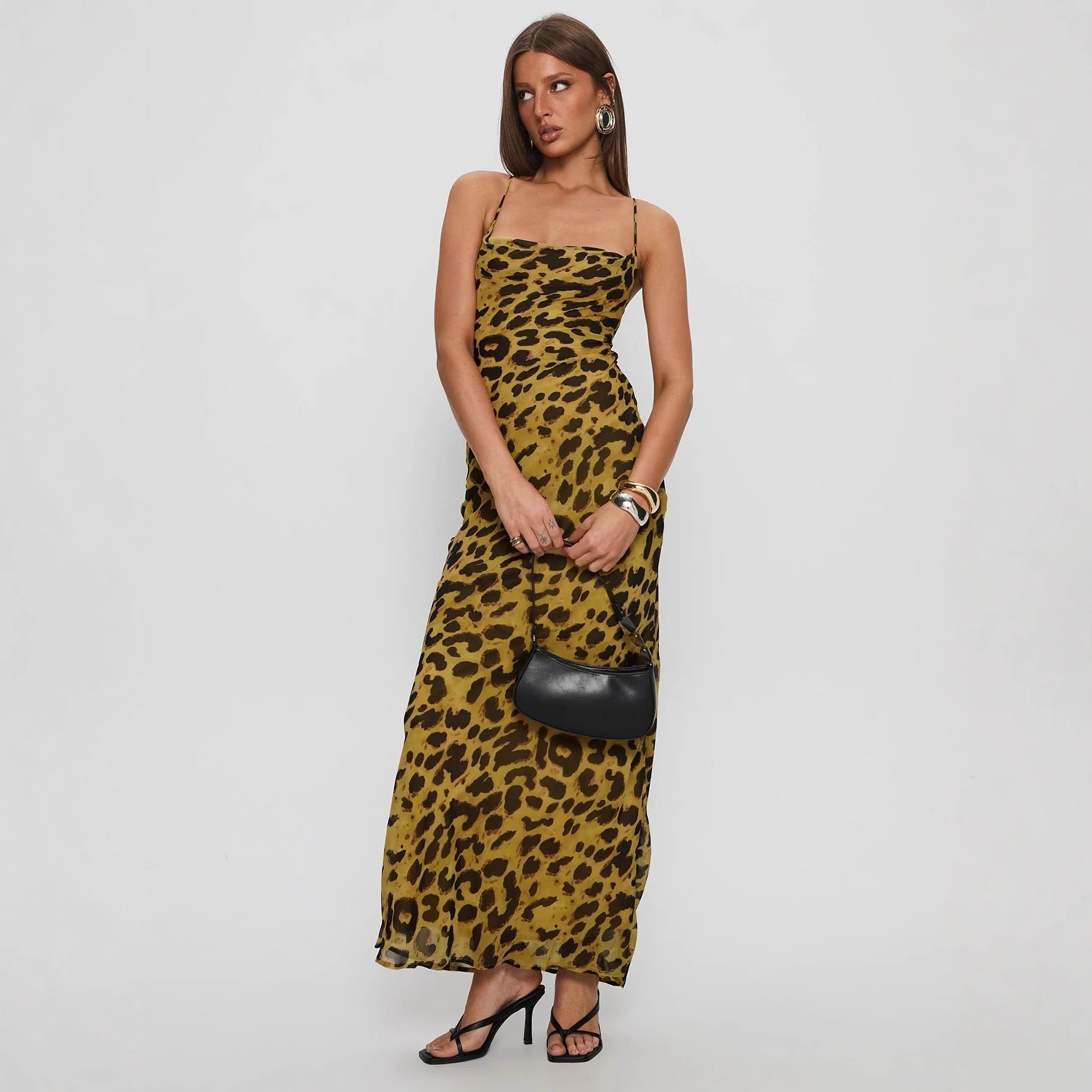 Damen Elegantes Abendkleid mit floralem Spitzenmuster und Spaghettiträgern