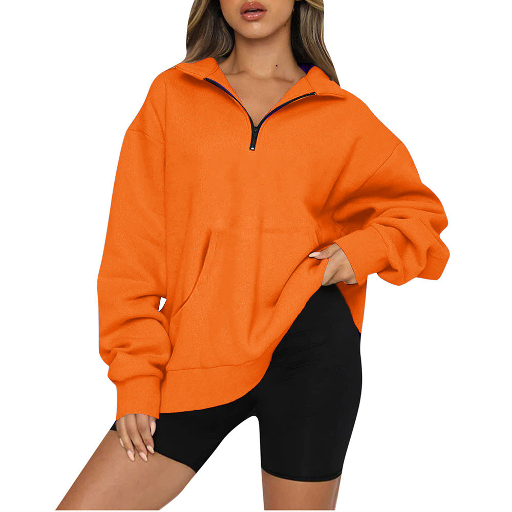 Damen nan Oversize-Halbzip-Kapuzenpullover mit Kängurutasche und verlängertem Saum Shop Nory