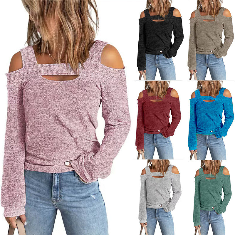 Damen lässiges Langarmshirt mit Cut-Out-Design