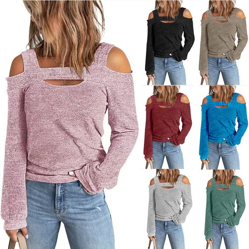 Damen lässiges Langarmshirt mit Cut-Out-Design