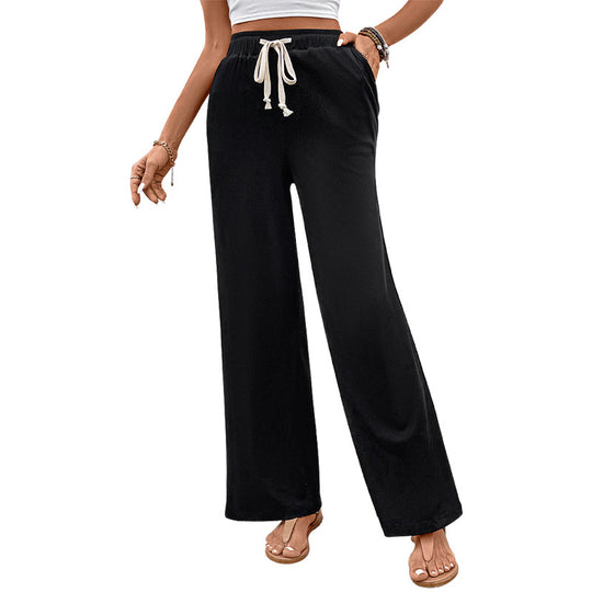 Damen Weite High-Waist Lounge-Hose mit Kordelzug und Eingrifftaschen Shop Nory