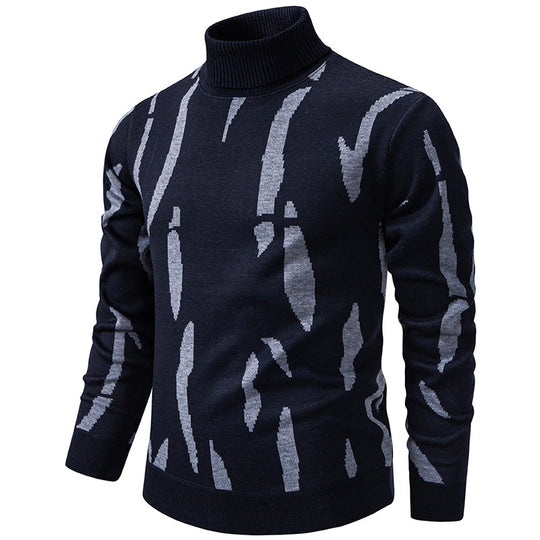 Herren Strukturierter Rollkragenpullover mit abstraktem Jacquardmuster und gerippten Abschlüssen Shop Nory