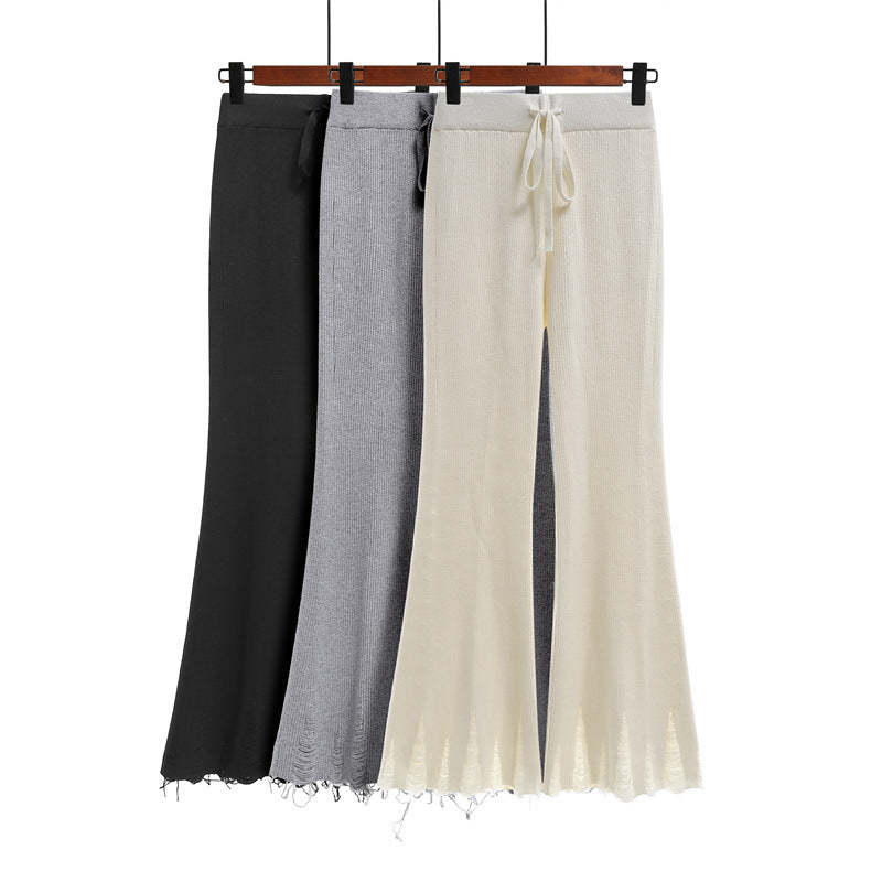 Damen Bequeme und lässige Strickpalazzo-Hose Shop Nory