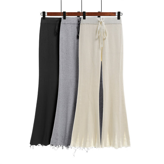 Damen Bequeme und lässige Strickpalazzo-Hose Shop Nory