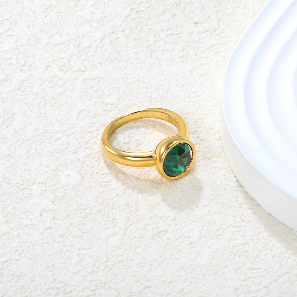Damen Ring mit funkelndem Kristall in goldplattierter Hochglanzoberfläche Shop Nory