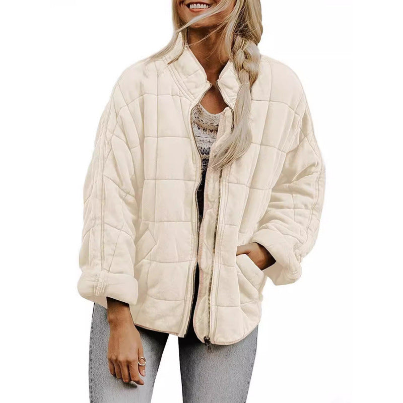 Damen Steppjacke im Oversized Schnitt mit Stehkragen und verdecktem Reißverschluss Shop Nory